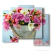 quadri con i fiori in vaso - version: 5 pannelli 89x77cm
