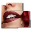 paintings with sensual photos red rose mouth - version: 5 pannelli 102x93cm