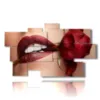 paintings with sensual photos red rose mouth - version: 9 pannelli 182x107cm