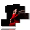 paintings with sensual goodnight photos in red - version: 5 pannelli 120x99cm