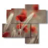 cuadro flores de amapola y espigas - version: 4 pannelli 94x85cm