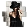 tableaux femmes modernes au chapeau - version: 11 pannelli 137x151cm