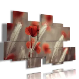 Blumenbild mit Mohnblumen und Ähren