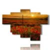campo di papaveri quadro al tramonto - version: 6 pannelli 136x94cm