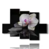 cuadros modernos de orquideas y piedras sobre fondo negro - version: 6 pannelli 135x96cm