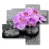 cuadros con flores de orquideas purpuras en las piedras - version: 4 pannelli 94x85cm