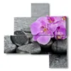 pictures with purple orchid flowers lying in the stones - version: 4 pannelli 103x107cm