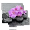 pictures with purple orchid flowers lying in the stones - version: 6 pannelli 113x99cm