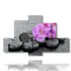 quadretti con fiori di orchidee viola adagiate nei sassi - version: 6 pannelli 135x85cm