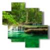 bild mit smaragdgruenem wasserfall - version: 4 pannelli 97x97cm