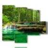 painting with emerald moving waterfall - version: 5 pannelli 104x90cm