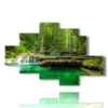 bild mit smaragdgruenem wasserfall - version: 6 pannelli 146x94cm