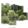 paintings trees surrounding the lake - version: 5 pannelli 104x90cm
