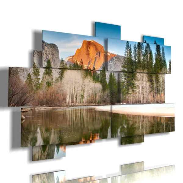 mountain paintings reflected in the lake