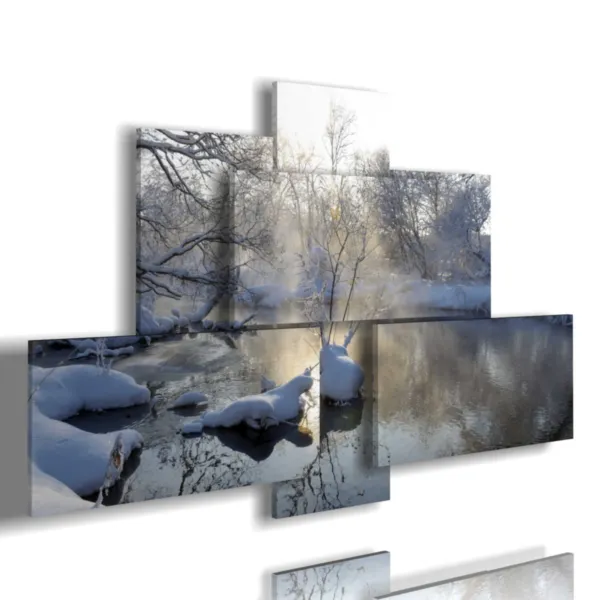 cuadros de paisajes invernales en la primera luz del sol