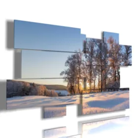 paintings with snow illuminated by the sun