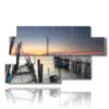 paintings sunset over the sea from the ancient pier - version: 7 pannelli 157x90cm