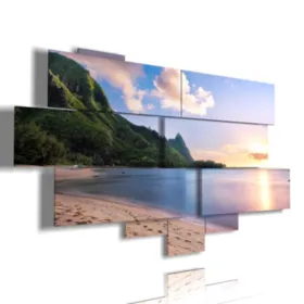 Paintings featuring the sea and the mountains at Bali Hai