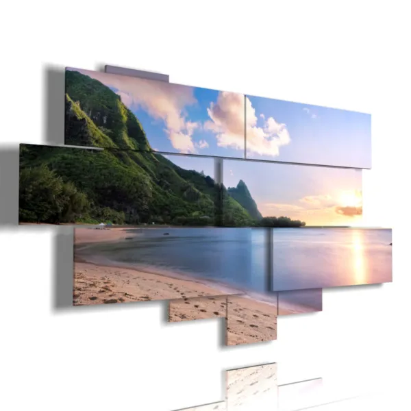 Paintings featuring the sea and the mountains at Bali Hai