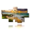 famous paintings sunset on the sea and beach - version: 8 pannelli 185x109cm