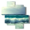 tableaux avec mer et vagues sur la plage des seychelles - version: 4 pannelli 97x97cm