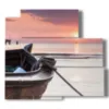tableaux avec bateaux dans un coucher de soleil rose - version: 5 pannelli 102x93cm