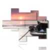 paintings with boats in a pink sunset - version: 8 pannelli 171x126cm
