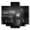 foto de la ciudad de hong kong en un marco en blanco y negro - version: 5 pannelli 89x85cm