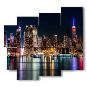 New York Skyline Bilder bei Nacht