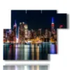 quadri skyline new york di notte - version: 6 pannelli 122x96cm