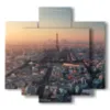 paris dans les tableaux panoramiques au coucher du soleil - version: 5 pannelli 89x85cm