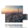 paris dans les tableaux panoramiques au coucher du soleil - version: 5 pannelli 128x85cm