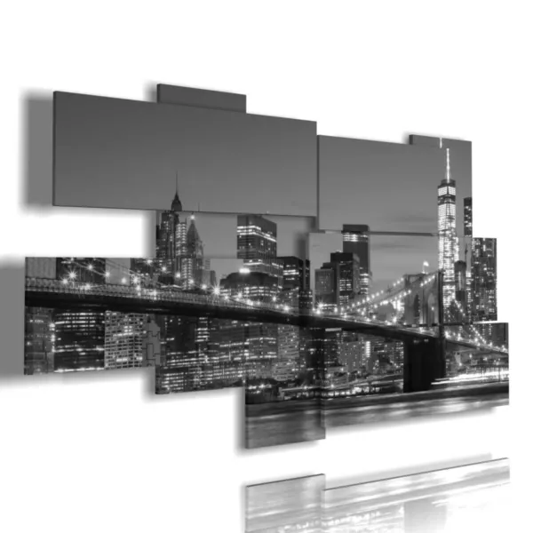 Cuadros en blanco y negro de Nueva York con luces.