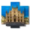 cuadros con la catedral de milan de noche - version: 5 pannelli 89x85cm