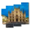 tableaux avec la cathedrale de milan la nuit - version: 5 pannelli 106x98cm