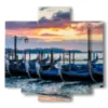 tableau moderne gondoles de venise au coucher du soleil - version: 5 pannelli 89x85cm