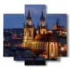 quadro con foto citta di notte praga - version: 5 pannelli 89x85cm