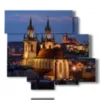 quadro con foto citta di notte praga - version: 6 pannelli 113x99cm