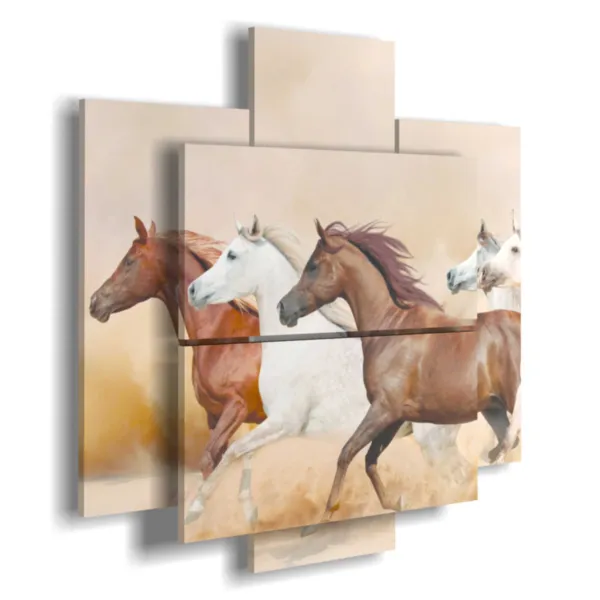 Cuadros caballos en la tormenta de arena