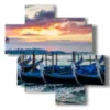 celebre tableau venise et ses gondoles au coucher du soleil - version: 4 pannelli 97x97cm