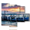 celebre tableau venise et ses gondoles au coucher du soleil - version: 5 pannelli 104x90cm