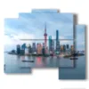 tableau de photos d horizon de shanghai - version: 5 pannelli 89x77cm