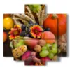 quadro cesto di frutta e fiori - version: 5 pannelli 89x85cm