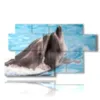 paintings fish dolphins playing - version: 7 pannelli 157x90cm