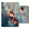 paintings with red butterflies - version: 4 pannelli 91x85cm