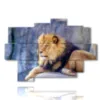 quadro con leone re della savana - version: 9 pannelli 164x114cm