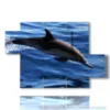painting dolphin in the blue sea - version: 5 pannelli 128x85cm