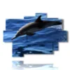 painting dolphin in the blue sea - version: 9 pannelli 164x114cm