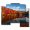 paintings autumn landscapes reflected in the lake - version: 5 pannelli 89x77cm